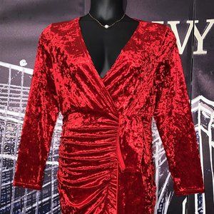 Plunging Neck Draped Side Bodycon Dress